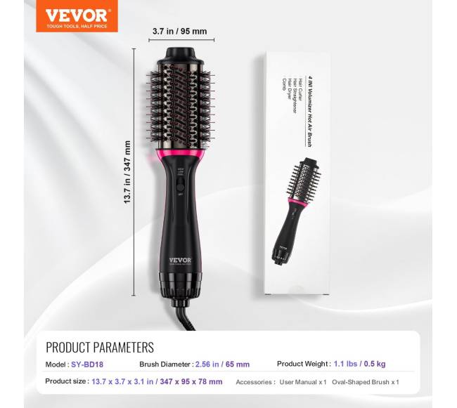 Plaukų džiovintuvo šepetys su jonine technologija6