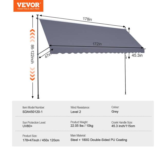 178x47" lauko markizė su rankena2
