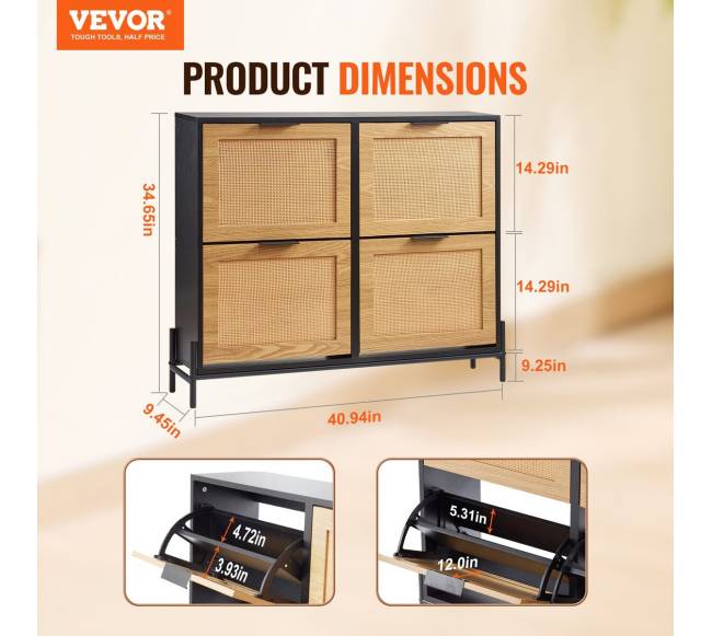 Rataninė batų spintelė su 4 atverčiamais stalčiais1