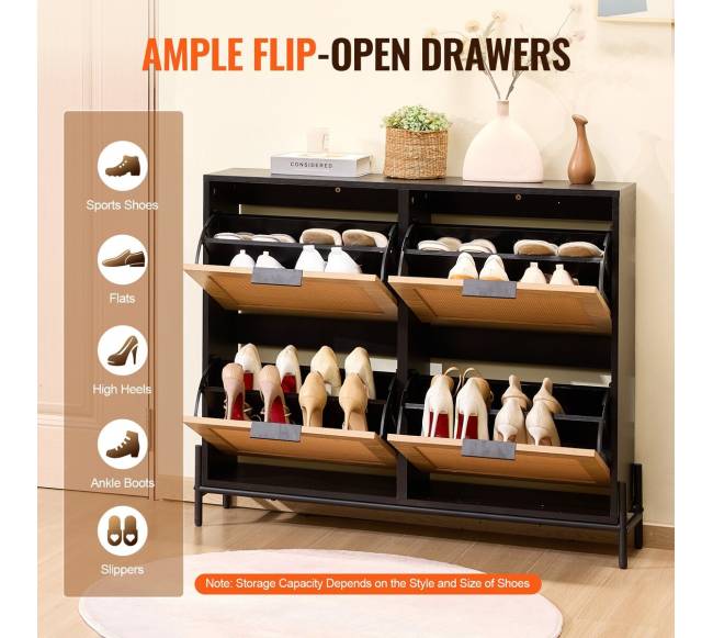 Rataninė batų spintelė su 4 atverčiamais stalčiais3