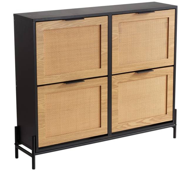 Rataninė batų spintelė su 4 atverčiamais stalčiais8