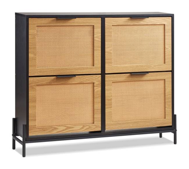 Rataninė batų spintelė su 4 atverčiamais stalčiais9