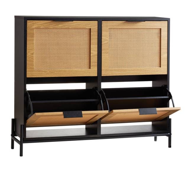 Rataninė batų spintelė su 4 atverčiamais stalčiais10