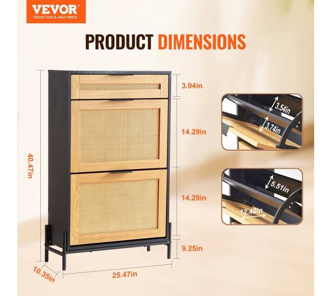 Rataninė batų spintelė su stalčiais1