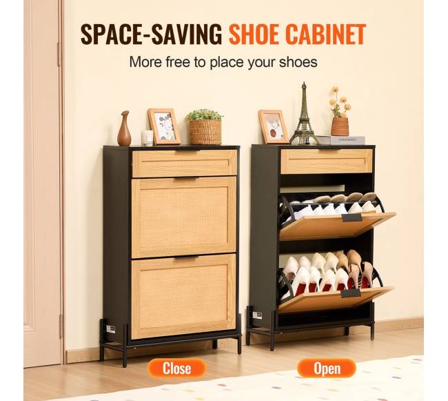 Rataninė batų spintelė su stalčiais2