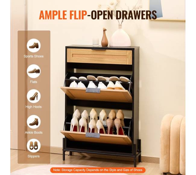 Rataninė batų spintelė su stalčiais3