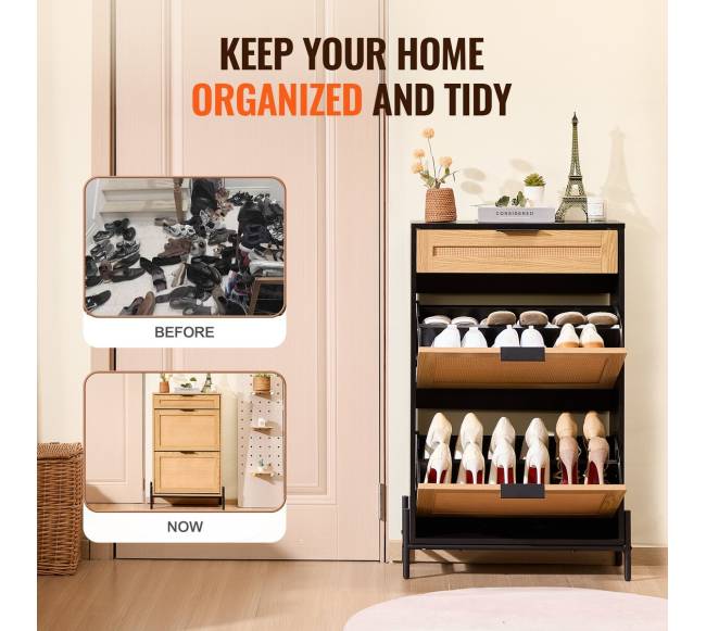 Rataninė batų spintelė su stalčiais4