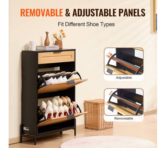 Rataninė batų spintelė su stalčiais6