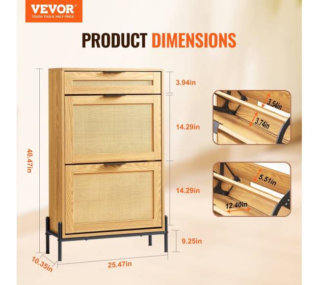 Rataninė batų spintelė su stalčiais1