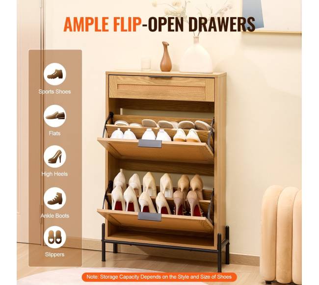 Rataninė batų spintelė su stalčiais3