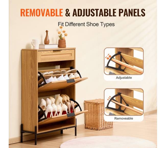 Rataninė batų spintelė su stalčiais6