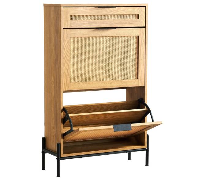 Rataninė batų spintelė su stalčiais10