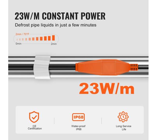 Vamzdžio šildymo kabelis 18 m su termostatu2