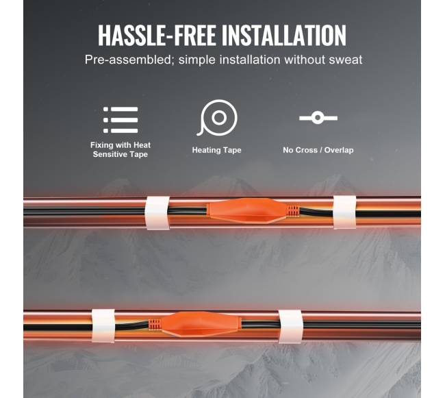 Vamzdžio šildymo kabelis 18 m su termostatu5