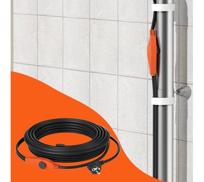 Vamzdžio šildymo kabelis 18 m su termostatu7