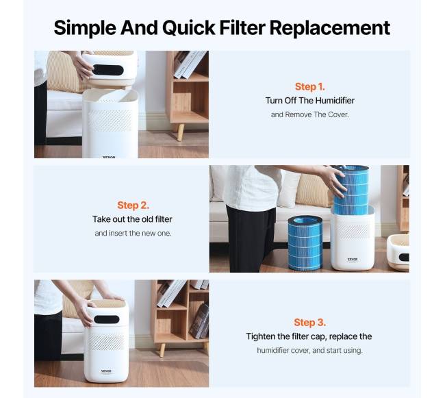 Garų drėkintuvo filtro pakeitimo rinkinys 5L modeliui4