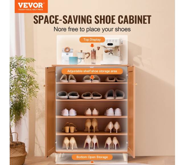 Rataninė batų spintelė su 5 lentynomis1