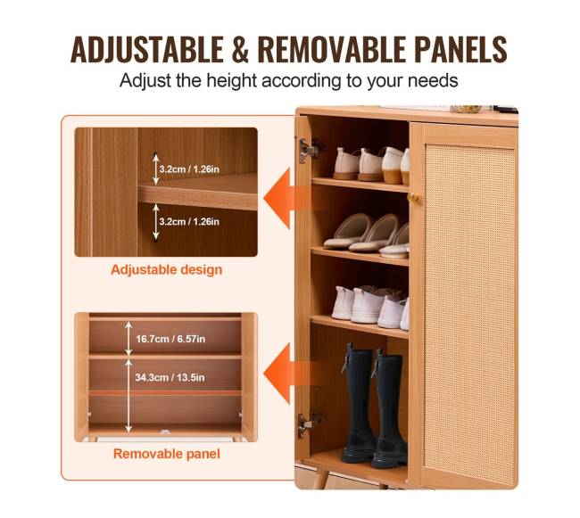 Rataninė batų spintelė su 5 lentynomis2