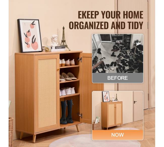 Rataninė batų spintelė su 5 lentynomis3