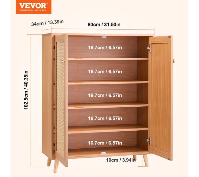 Rataninė batų spintelė su 5 lentynomis6