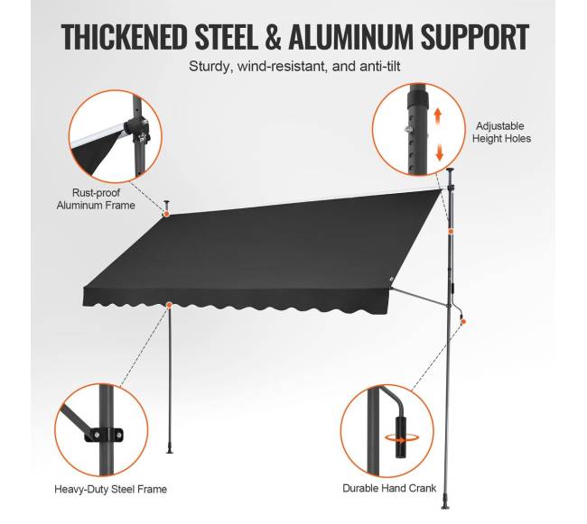 Reguliuojama markizė terasai su rankena2