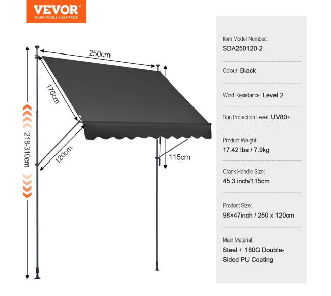 98x47" reguliuojama terasa su rankena6
