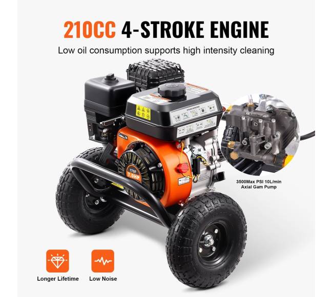 Benzininis aukšto slėgio ploviklis 3500 PSI su 5 antgaliais2