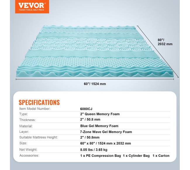 Queen dydžio atminties putų čiužinio antdėklas6