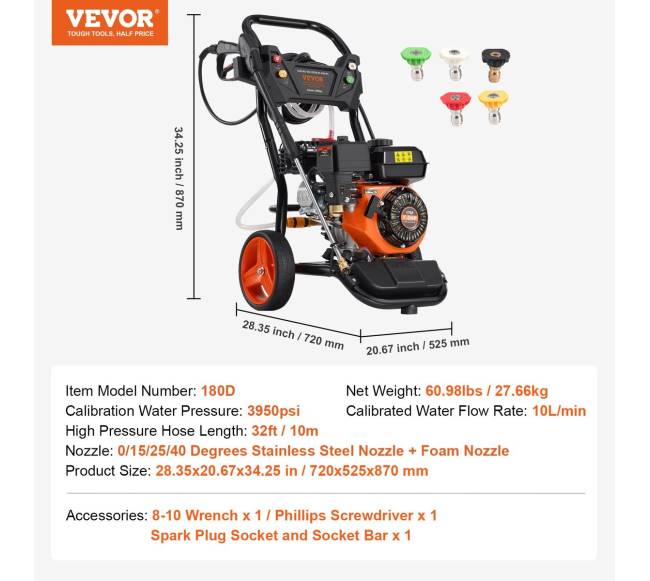 Aukšto slėgio plovimo įrenginys automobiliams 3950 PSI6