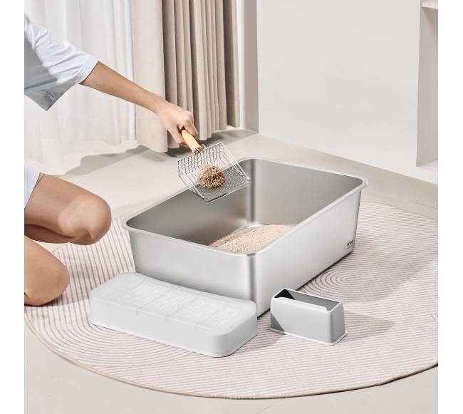 Gilus kačių kraiko dėžutė su filtruojančiu kilimėliu7