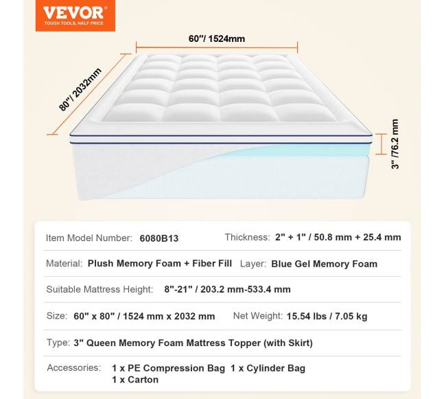 Atminties putų čiužinys 76.2 mm storio5