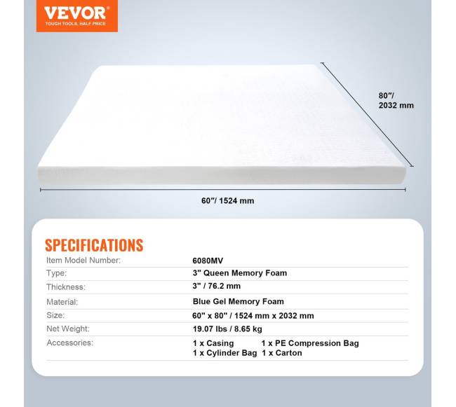 Čiužinio viršus iš atminties putplasčio 76 mm aukščio6