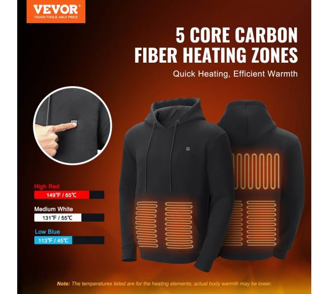 Šildomas džemperis su baterija unisex juodas1