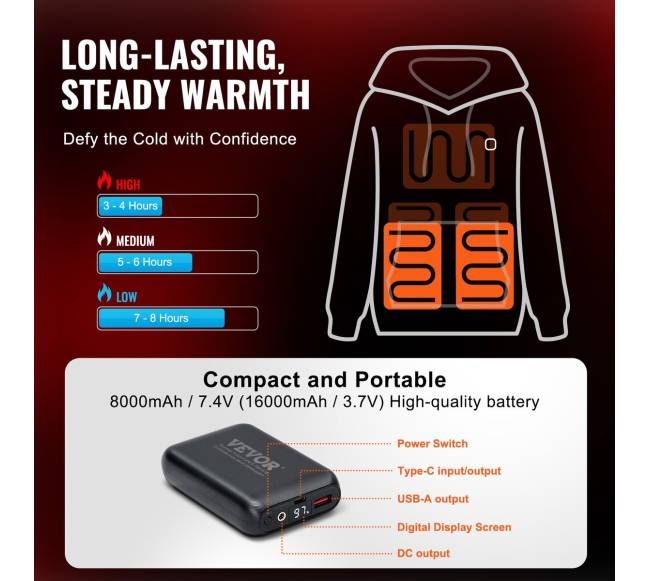 Šildomas džemperis su baterija unisex juodas2