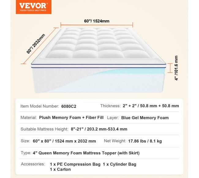 Čiužinio užvalkalas iš atminties putų 10 cm5