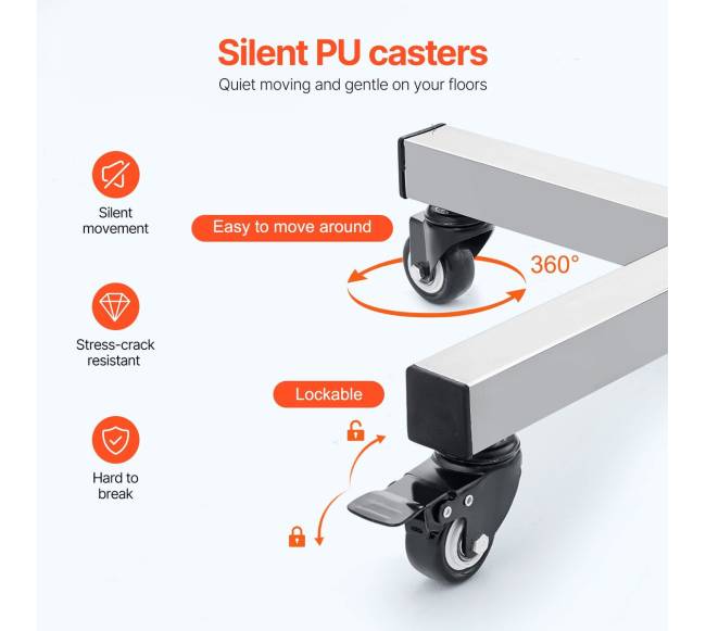 Mobilus nerūdijančio plieno Mayo stovas su nuimama padėklu3