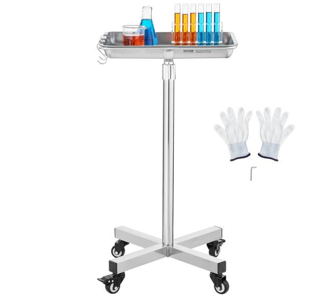 Mobilus nerūdijančio plieno Mayo stovas su nuimama padėklu8