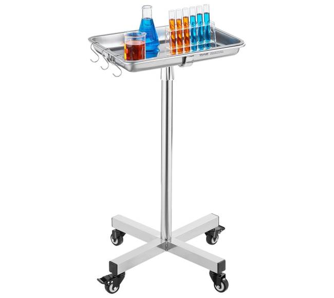 Mobilus nerūdijančio plieno Mayo stovas su nuimama padėklu9