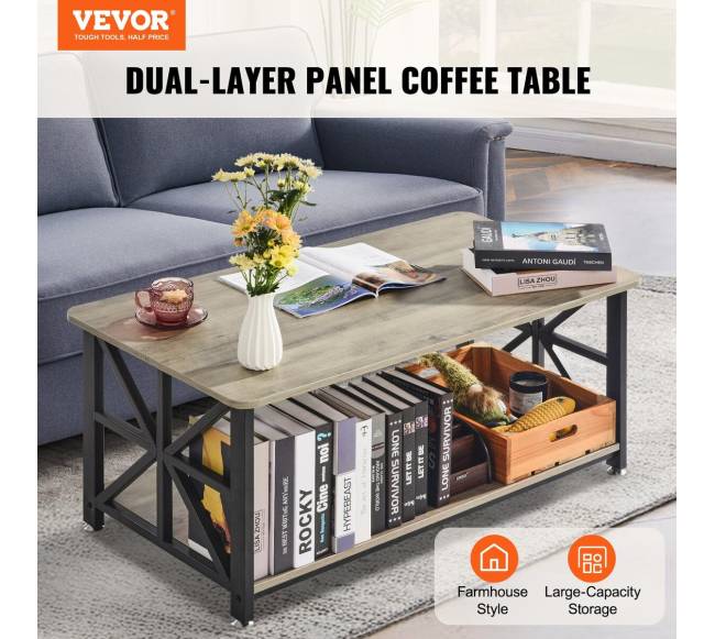 ūkinio stiliaus kavos staliukas su sandėliavimu1