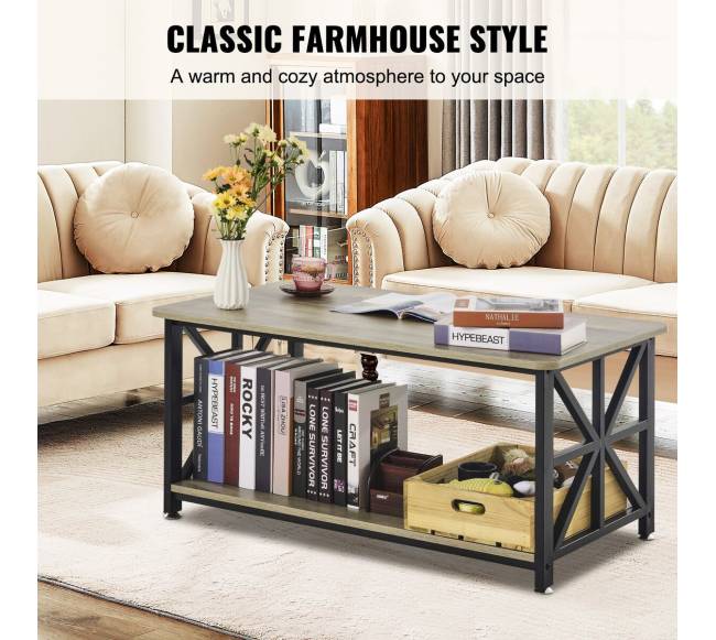 ūkinio stiliaus kavos staliukas su sandėliavimu2