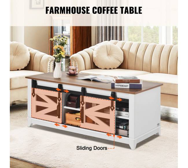 kaimiško stiliaus kavos staliukas su slystančiomis durimis2