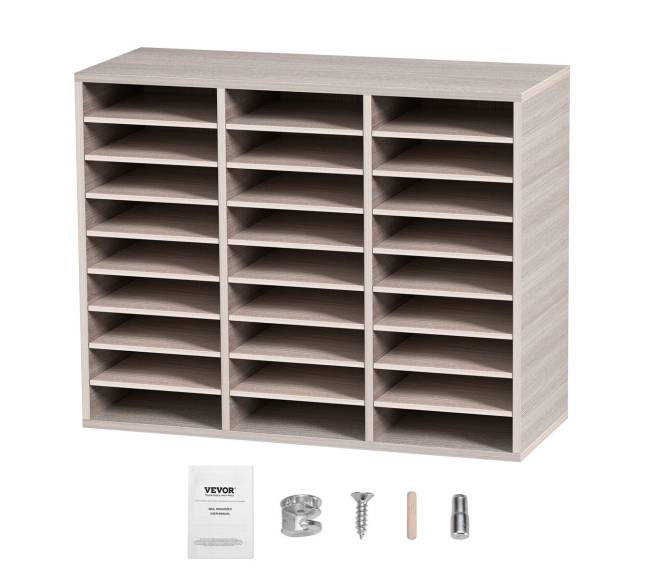 Medinės literatūros dėklas su 27 skyreliais pilkas0