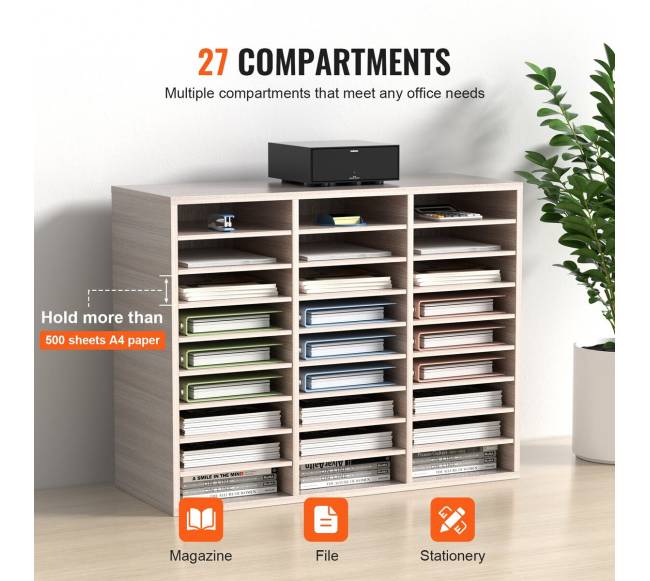 Medinės literatūros dėklas su 27 skyreliais pilkas3