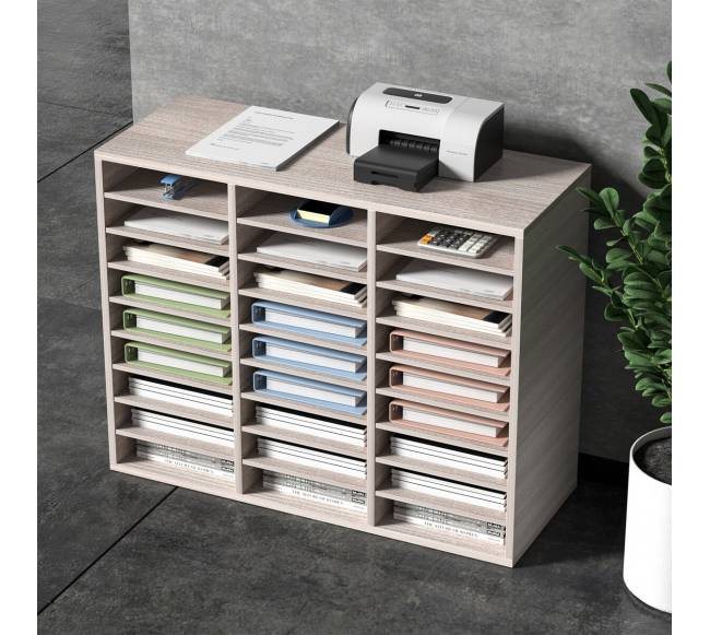 Medinės literatūros dėklas su 27 skyreliais pilkas7