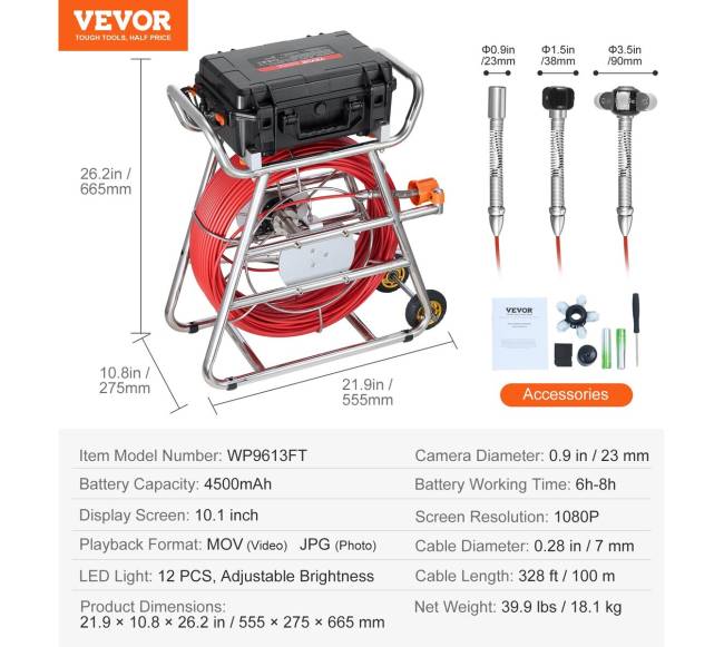 Nuotekų kamera su 10,1 colio lietimui jautriu ekranu6
