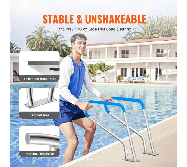 bazinė turėklai iš nerūdijančio plieno su pagrindo plokšte2