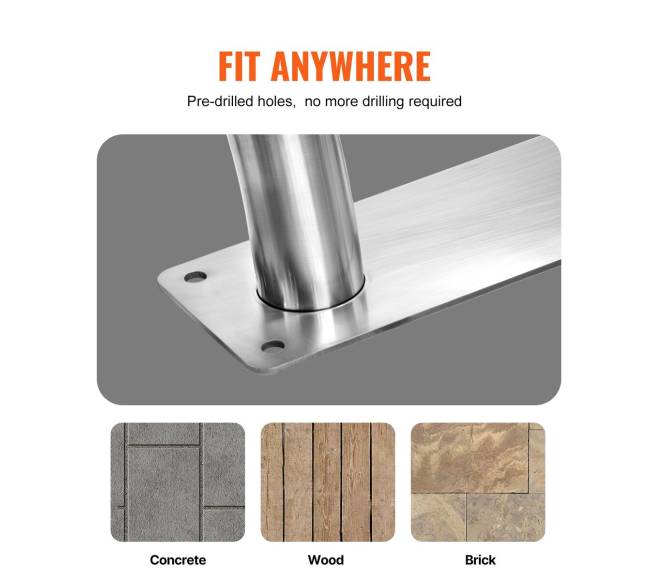 bazinė turėklai iš nerūdijančio plieno su pagrindo plokšte5