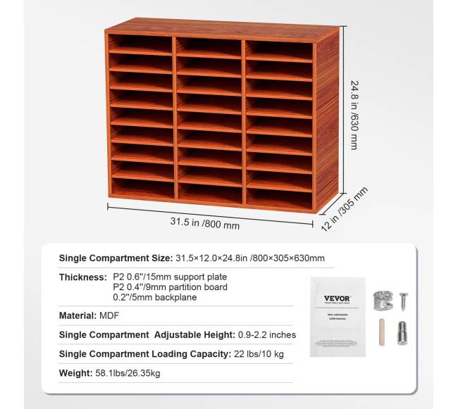 Medinė dokumentų dėžė su 27 skyreliais6