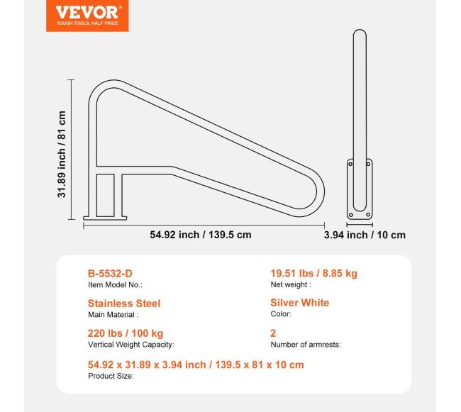 Nerūdijančio plieno turėklai 1395 x 810 mm baseinams6