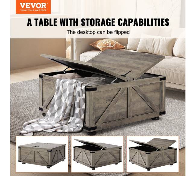 36 colių kaimiškas kavos staliukas su laikymo vieta1